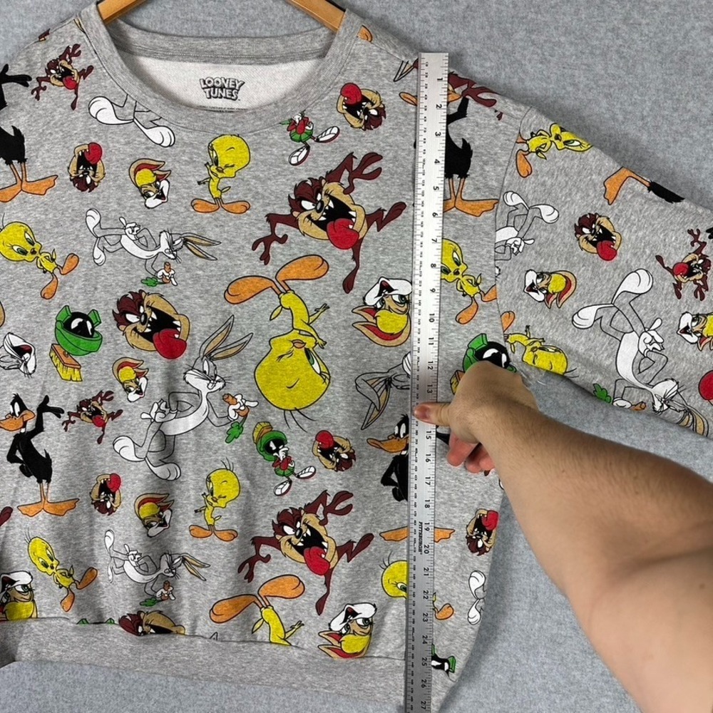Looney‎ Tunes Sweatshirt Gray 3XL Taz Tweety Bugs Bunny Marvin NWT - Picture 5 of 6